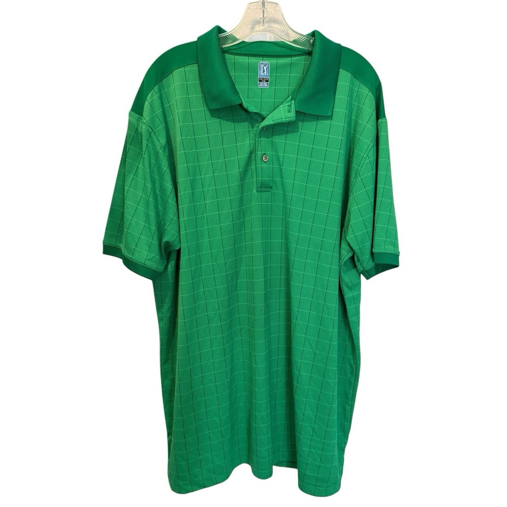 PGA Tour Mens Green Performance Polo Shirt XXL Golf Athleisure Preppy Sport